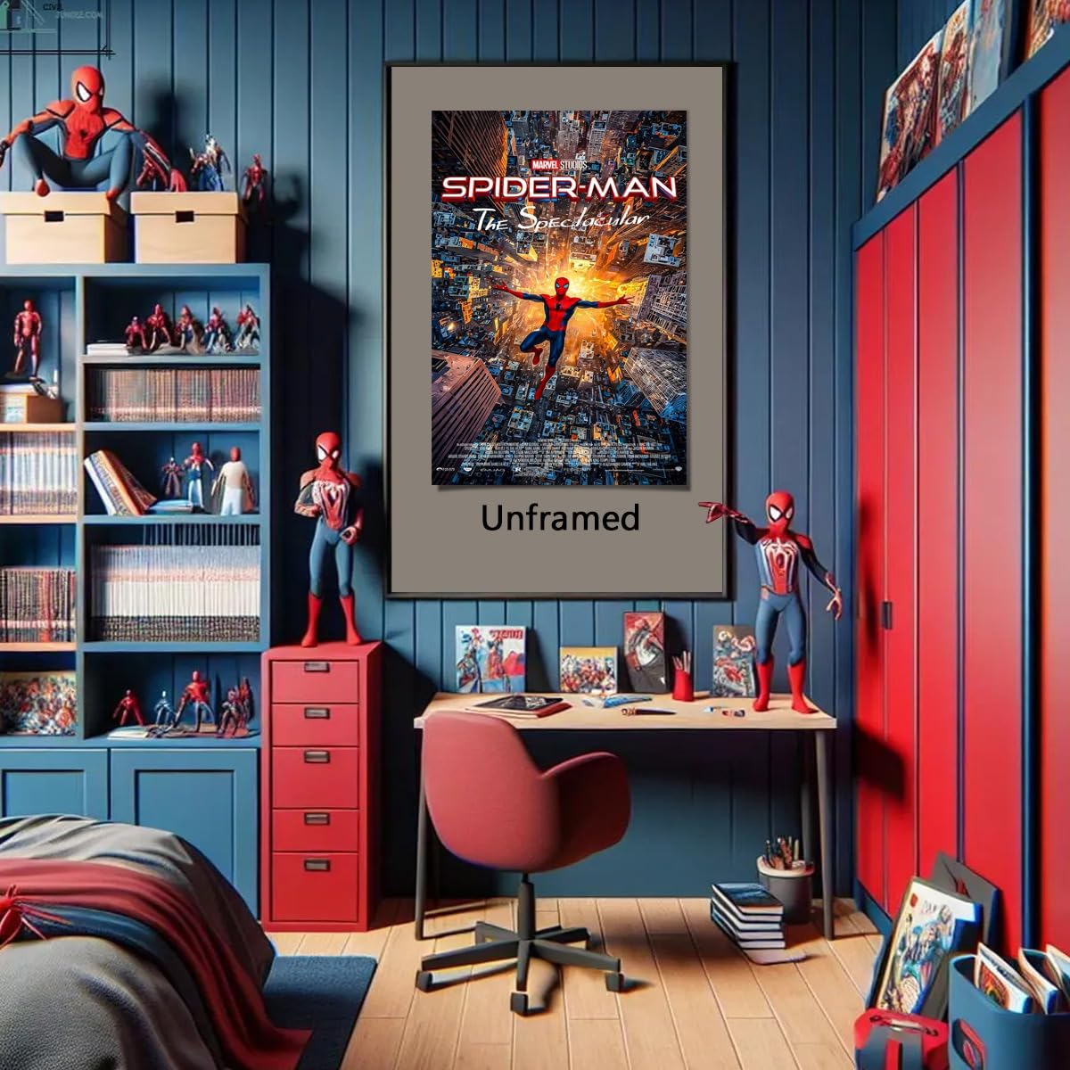 COMOR MOVIE Spiderman Poster For Fans Kids Birthday Party Decorations Gitfs-Spider-Man Wall Art-Spiderman Wall Decor-Canvas Prints Picture For Teen Boy Girls Bedroom Decor