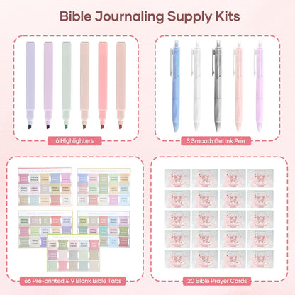 Bible Cover Case for Women, Large Bible Bag with Removable Pencil Case, Shoulder Strap and Highlighters for Bible Study Supplies, Church Bag Carrying Journaling Kit, Christian Gift for Women