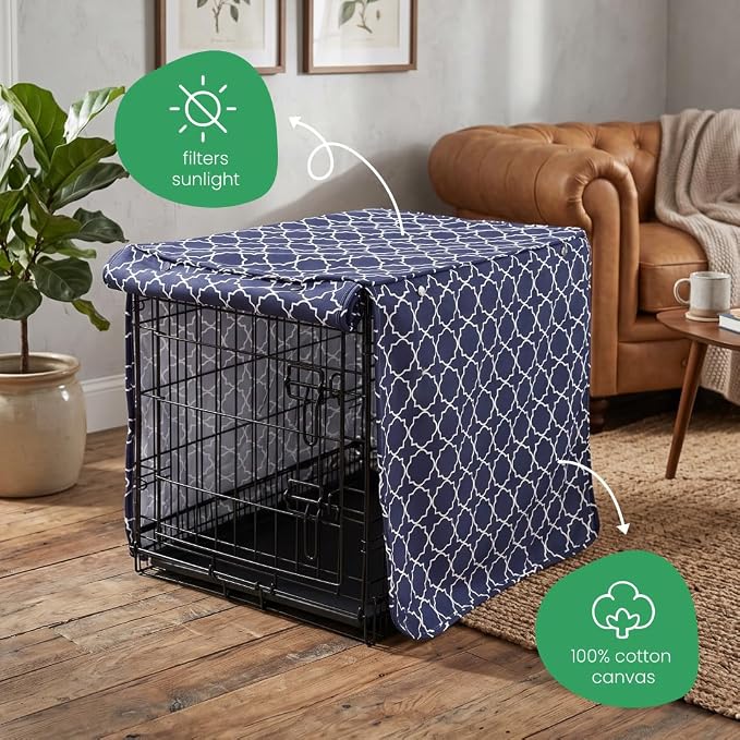 Molly Mutt Romeo & Juliet Dog Crate Cover, 100% Cotton Canvas Cover with 2 Roll-Up Panels, Ideal for Dog or Cat Crate, Durable, Washable, and Free of Harmful Chemicals, 30" x 21" x 24"