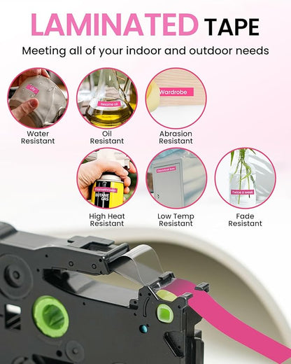 Replacement for Brother P Touch Label Tape White on Berry Pink TZe-MQP35 12mm 0.47'' Laminated TZe TZ Label Maker Tape, Compatible with PT-D210 PT-D220 PT-H110 PT-D400 PT-D410 PT-D600, 2-Pack