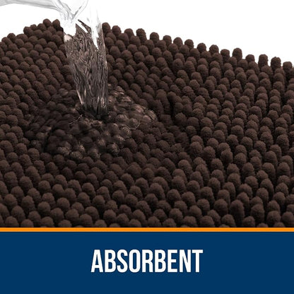 OLANLY Large Bathroom Rugs 47x32, Extra Soft Absorbent Chenille Bath Rugs, Rubber Backing Quick Dry, Machine Washable Bath Mats for Bathroom Floor, Tub and Shower, Home Decor Accessories, Brown