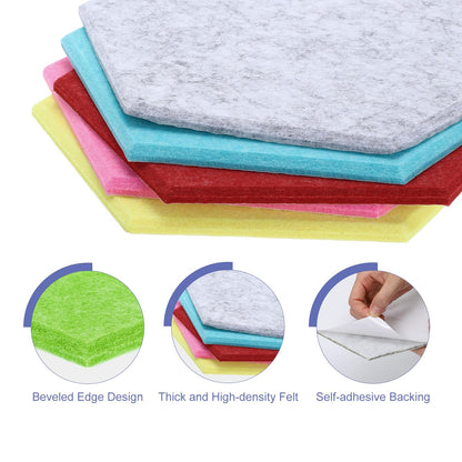 PATIKIL Felt Bulletin Board, 12"x10", 6 Packs Self Adhesive Hexagon Felt Tiles for Sound Proofing Wall Panels for Home Office Recording Studio,Game Room, Fruit Green
