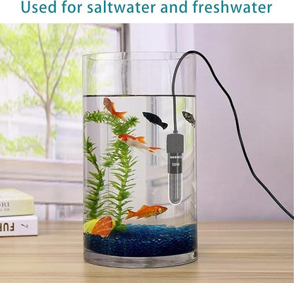 Small Submersible Aquarium Heater,Adjustable Mini Fish Tank Heater 25/50/100/150/200/300 Watts with External Temperature Controller, LED Display, Smart Memory, Used for 1-60 Gallons (25W)