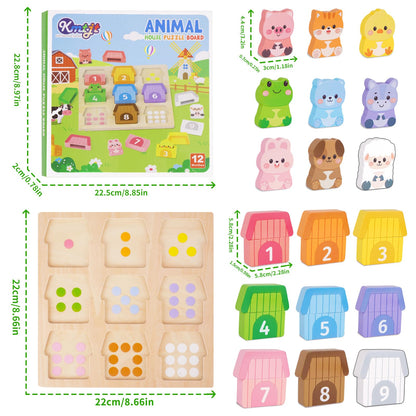 Montessori Wooden Farm Animals Toys for 1 2 3 Year Old Toddlers - Counting, Matching & Sorting Fine Motor Games, 1st Birthday Gifts for 1-2 Years, Learning Toys for Baby Boys Girls Age 12-18 Months