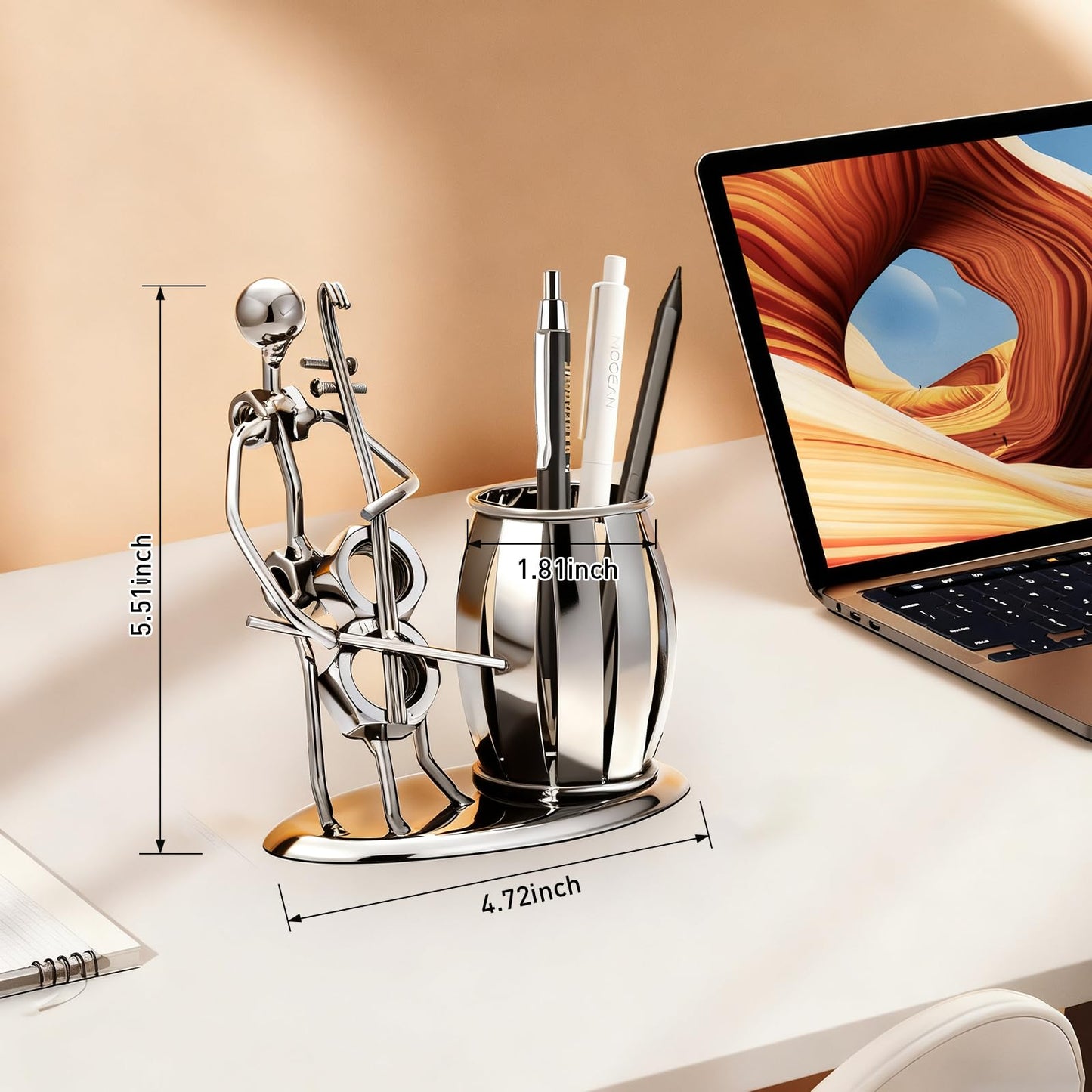 HSOOVZN Metal Pen Holder Cello Desktop Accessories Music Decor Pen Organizer Cool Pencil Cup For Music Gifts Kids Students Office Stationary