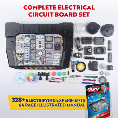 Playz Advanced Electrical Circuit Board Engineering Kit for Kids with 328+ STEM Projects on Electricity, Voltage, Currents, Resistance, & Magnetic Science | Gift for Children Age 8-13+