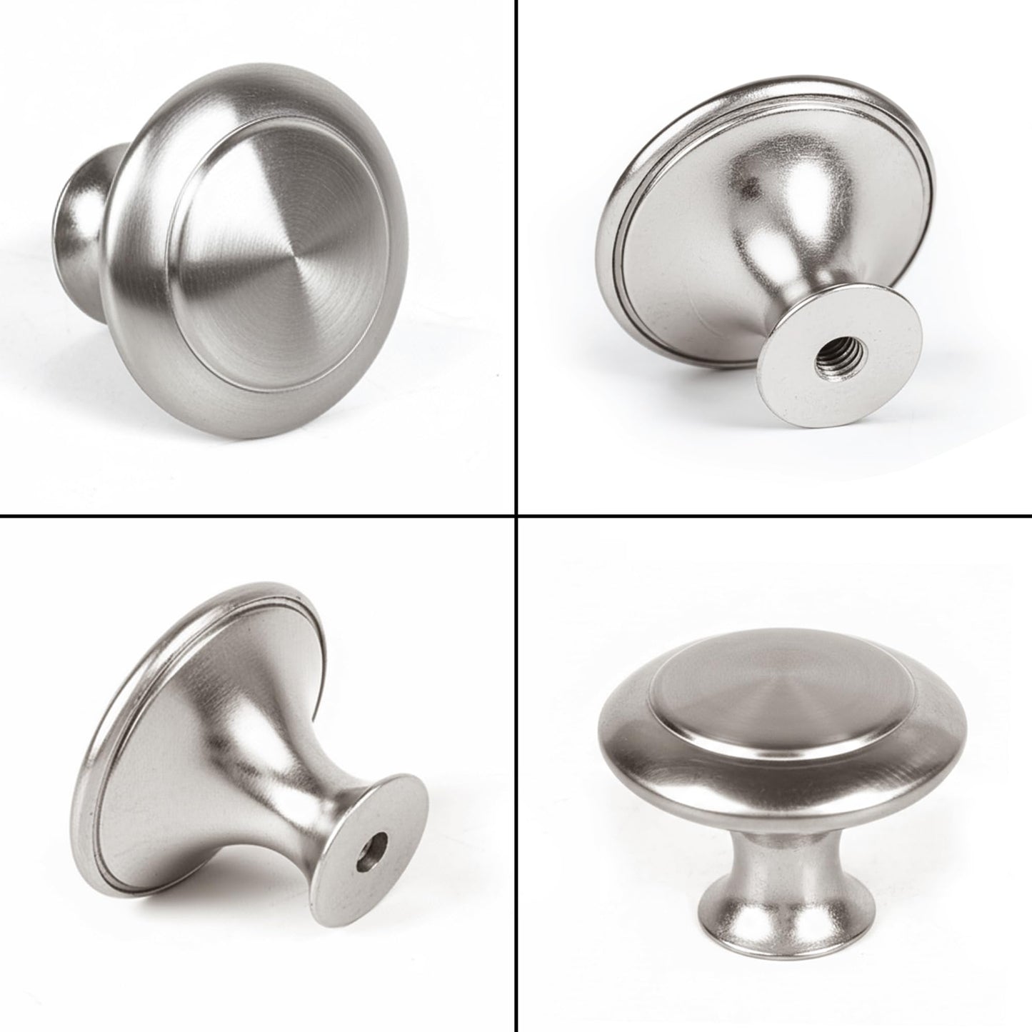 CHEF TIME 30 Packs Kitchen Cabinet Knobs Brushed Silver-Pull Hardware Handle,Drawer Knobs for Cupboard Door Drawer with Long Short Screws