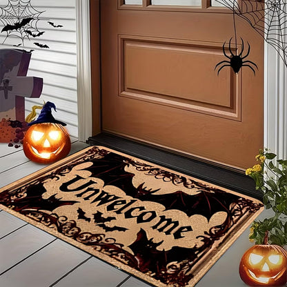 GRITOSE 19 * 31inch Halloween Door Mat Cashmere Unwelcome Design Door Mat with Bat Designs Doormats for Festival Party Front Spooky Decor Halloween Home Gothic Supplies