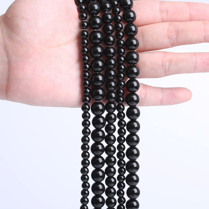 38PCS 10MM Natural Black Agate Stone Beads Round Loose Beads for welry Making DIY Bracelet Necklace Accessory 15 Inches