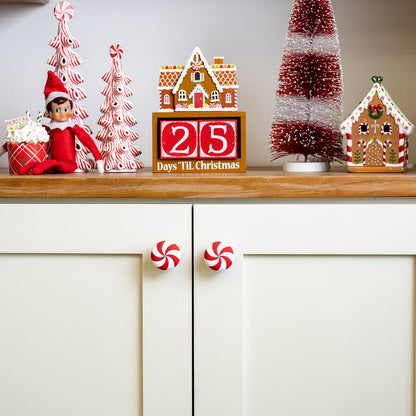 Knobēz 12pk Red Peppermint Decorative Knob Covers for Christmas Holiday