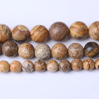 48PCS 8MM Pictures Jaspers Stone Beads Energy Healing Beads for DIY Jewelry Bracelet Necklace Making for Jewelry Making 15" (Pictures Jaspers, 8MM)