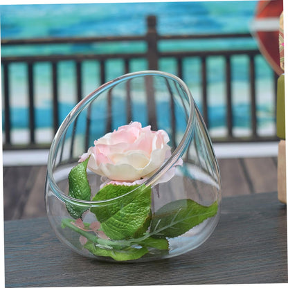 NUOBESTY 3pcs Slant Cut Glass Micro Landscape Bottles for Succulent Vase Desktop Ecological Terrarium Jar Home Décor