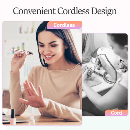 20000RPM Electric Nail Drill Compact Portable Efile Professional Manicure Pedicure Nail File Drill Kit for Acrylic, Gel Nails and Home Salon Use