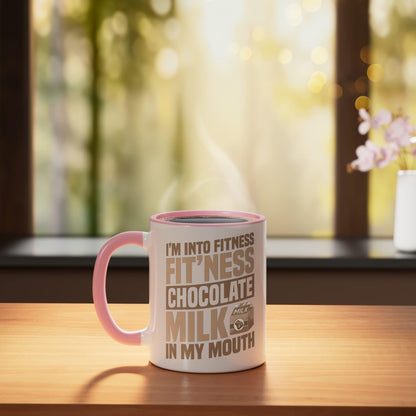 Fit'Ness Chocolate Milk In My Mouth Halloween Cocoa Ceramic Mug, Pink/White