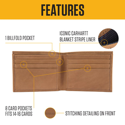 Carhartt Men’s Full Grain Saddle Leather Wallets, RFID Blocking Bifold, Trifold, and Front Pocket Options, Gifts for Men