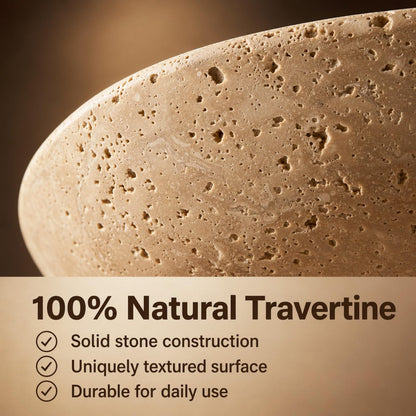 Natural Travertine Fruit Bowl for Kitchen Counter11.8",Large Decorative Bowl & Travertine Bowl Pedestalfor Kitchen Counter & Dining Table ,For Entryway, KitchenFruit Bowl, Dining Table Centerpiece.