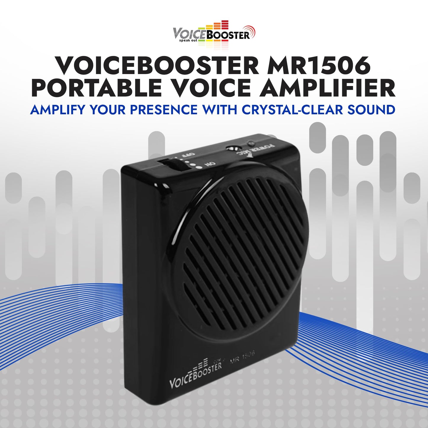 VoiceBooster Portable Voice Amplifier for Teachers - 10W Rechargeable Megaphone Speaker & MP3 Player with Wearable Microphone Headset for Classroom, Tour Guide, Elderly, Public Speaking - MR1506