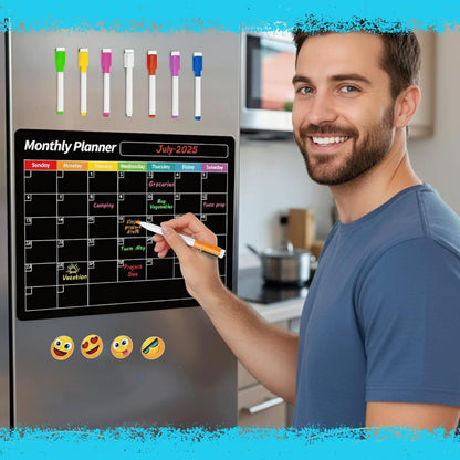 3 Pack Magnetic Dry Erase Calendar for Refrigerator Monthly, Weekly & Daily Fridge Planner Board for Meal Planning, Grocery Lists, to Do Notes, Family Schedule & Chore Chart Organizer