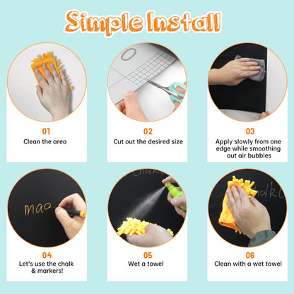 Ykall Magnetic Chalkboard Contact Paper for Wall, 47.2" x 18" 2 Pcs Self-Adhesive Blackboard Wallpaper Peel and Stick Wall with 93 Pcs Kit for Kids, Magnet Wall Sheet with Kit for Home Playroom