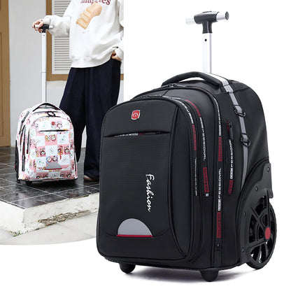 WMHYLYH Waterproof Rolling Backpack for Women and Men, Laptop Backpack with Wheels for Adults, Carry on Backpack with Large Wheels for Travel and Business Commuter (Black, 22inch)