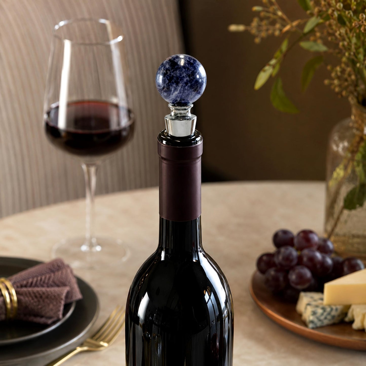 Blue Gemstone Wine Stopper, Bottle Stopper Wine Saver, Reusable Wine Corks