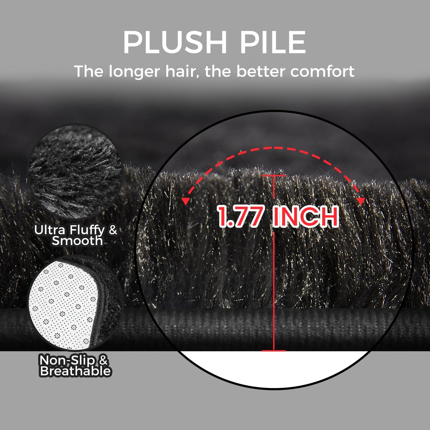 5X8 Ultra Soft Rug for Living Room, Fluffy Shag Area Rug for Bedroom, Modern Shaggy Carpets Fuzzy Rug for Teens Dorm Nursery Home Decor Aesthetic, Upgrade Anti-Skid Durable, Black