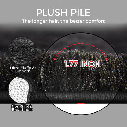 5X8 Ultra Soft Rug for Living Room, Fluffy Shag Area Rug for Bedroom, Modern Shaggy Carpets Fuzzy Rug for Teens Dorm Nursery Home Decor Aesthetic, Upgrade Anti-Skid Durable, Black