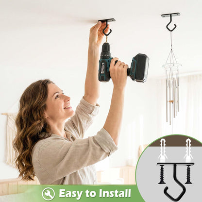 Lifyzoon Ceiling Hooks for Hanging Plants - 2.5 Inch Iron Plant Bracket 8 Pack, Metal Plant Hanger Wall Hooks for Plants, Lanterns, Light, Wind Chimes, Indoor&Outdoor Decoration Black