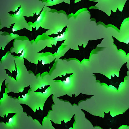 DR.DUDU 36 Pack Bats Halloween Decorations Bat Wall Stickers