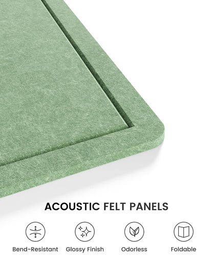 Fluxynara Bulletin Board, 23.6" x 17.5" Cork Board Alternative with 12 Safe Removable Adhesive Tabs, Foldable Felt Pin Board for Home Office, Classroom, Bedroom,Entryway for Walls—Moss Green