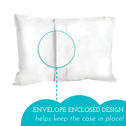 Little Sleepy Head Toddler Pillow with Pillowcase 13x18 - Kids Pillow for Sleeping - Toddler Pillow - Better Neck Support Ergonomic Pillow and Toddler Pillowcase - Best Pillows for Kids (White)