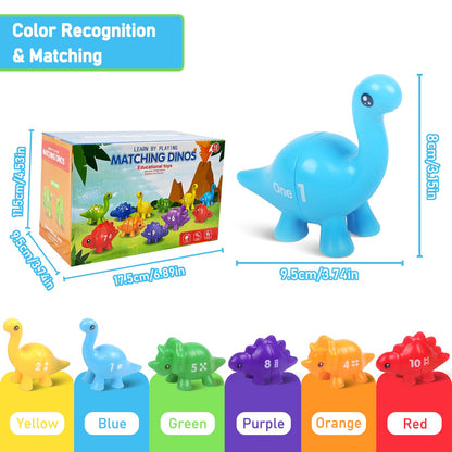 Numbers Matching Game 10 Pcs,123 Counting Dinosaur Toy Montessori Learning Toys for 12 Months Toddlers Kids Ages 1 2 3 4 5 Years Old, Mathematics Educational Preschool Fine Motor Skill Dinosaur Set
