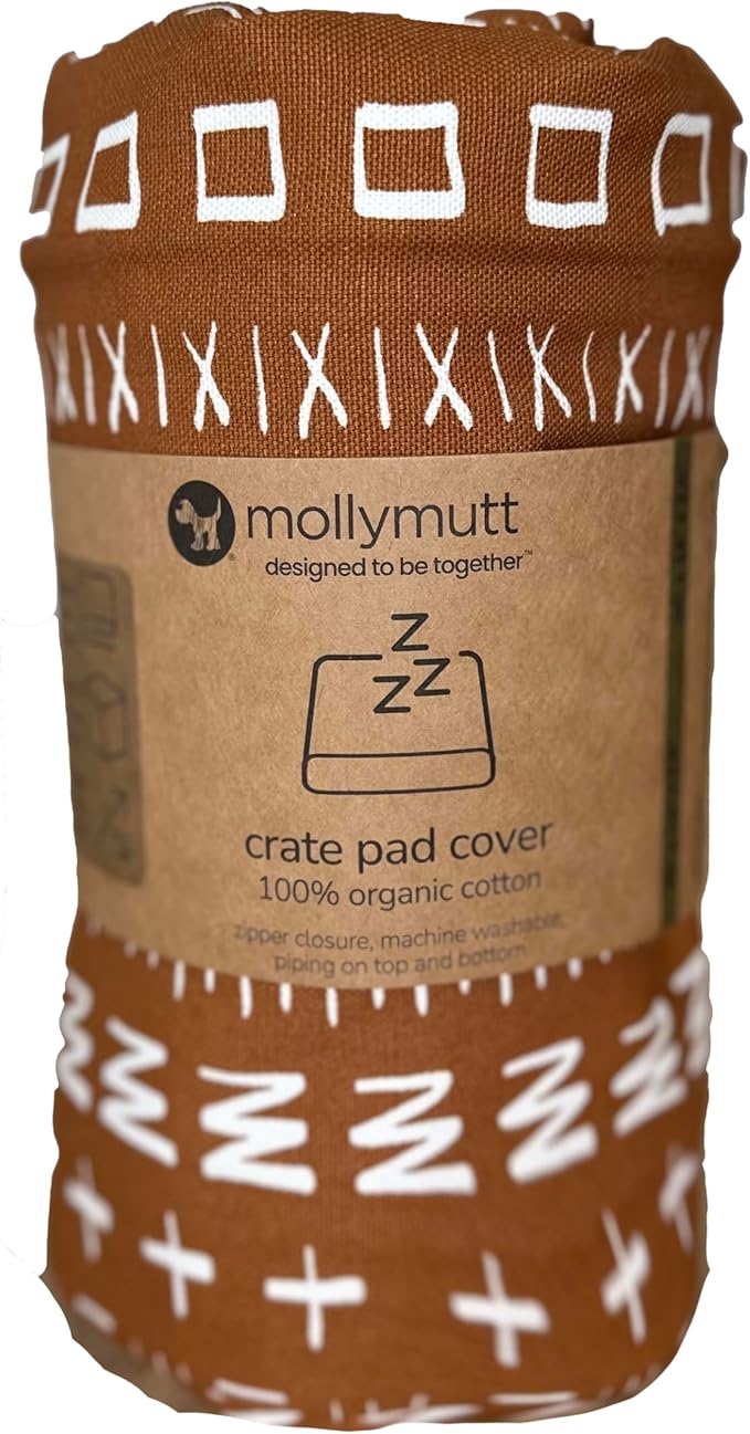 Molly Mutt Dog Crate Pad Cover, GOTS-Certified 100% Organic Cotton Canvas Mat for Dog or Puppy Crate Bed, Durable, Washable & Free of Harmful Chemicals, Pre-Shrunk, 24"x18"x2.5", Everywhere