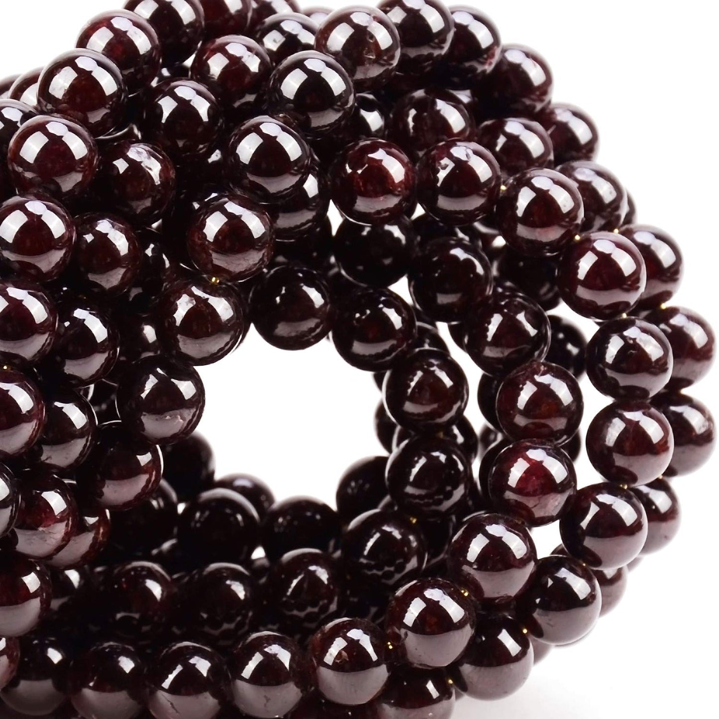 100Pcs Natural Crystal Beads Stone Gemstone Round Loose Energy Healing Beads with Free Crystal Stretch Cord for Jewelry Making (Garnet, 8MM)