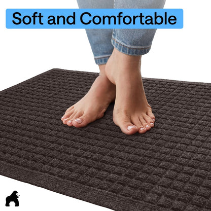 GORILLA GRIP® Ultra Absorbent Front Door Mat Outside Entrance 72x24, Traps Dirt and Moisture, HydroABSORB Indoor Outdoor Doormat Holds Up to 2.75 Cups Water, Stain & Fade Resistant Welcome Mat Coffee