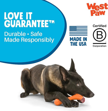 WEST PAW Zogoflex Hurley Dog Bone Chew Toy – Floatable Pet Toys for Aggressive Chewers, Catch, Fetch – Bright-Colored Bones for Dogs – Recyclable, Dishwasher-Safe, Non-Toxic, Small, Tangerine