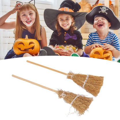 20-Pack Mini Witch Brooms - White Rope Halloween Decor, Miniature Broomstick Ornaments for DIY Crafts, Party Favors & Haunted House Displays
