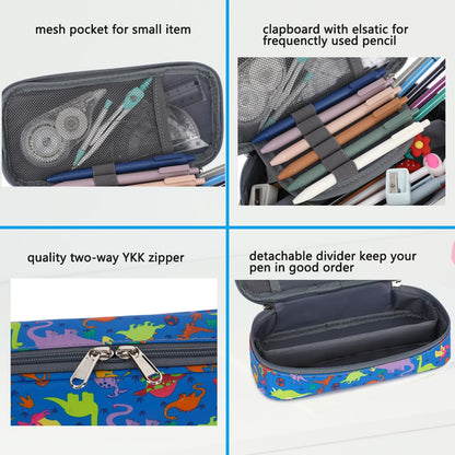 FlowFly Large Capacity Pencil Case for Kids, Boys & Girls – Zippered Multi-Functional Pen Pouch, Soft & Portable Pencil Bag for School, Teens, Students, Dinosaur