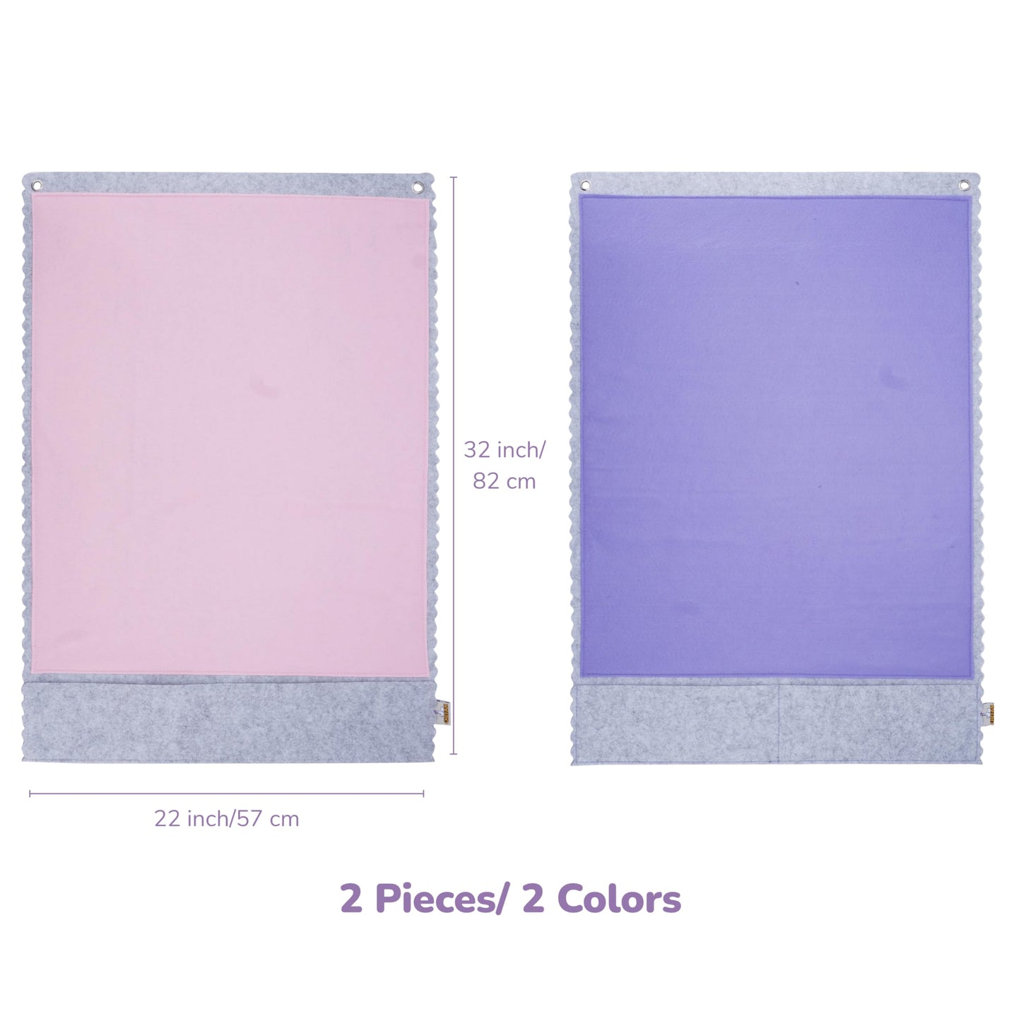 CHEFAN 2 PCS Felt Board for Toddlers Large Flannel Board for Wall, Felt Stories Learning Board with 2 Storage Pocket for Preschool Classroom and Daycare, 32 * 22 Inch, Pink and Purple