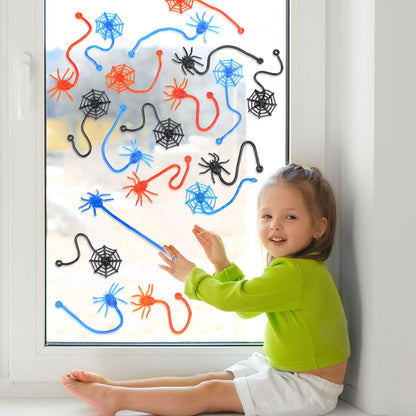 Vertintong 100 Pcs Sticky Spider Web Party Favors Bulk for Kids, 7.8 Inch Cobweb Hand Toys Halloween Birthday Spider Party Favors, End of The Year Gifts Classroom Prizes Goodie Bag Stuffers Pinata