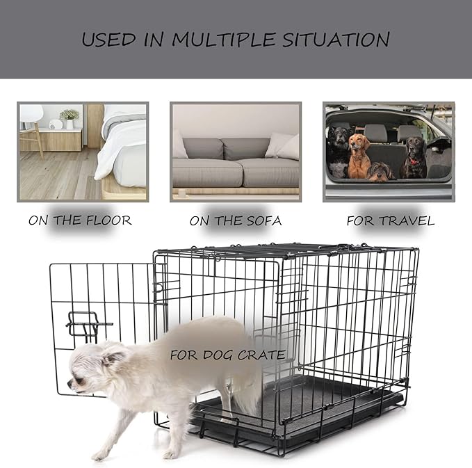 Washable Dog Bed Mat Crate Pad Soft Fluffy Pet Kennel Beds Dog Sleeping Mattress for Large Jumbo Medium Small Dogs, 48 x 30 Inch, Gray