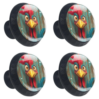 4 Pack Farmhouse Rooster Cabinet Knobs, 1.37 Inch Round Drawer Pulls for Kitchen Cabinet Hardware Dressers Knobs and Closets