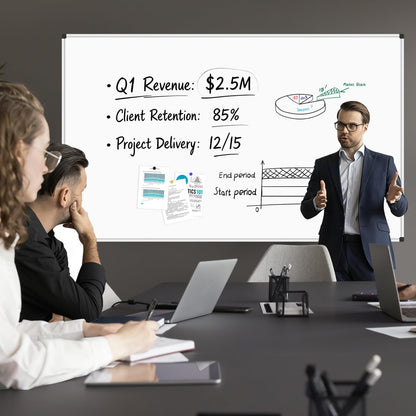 XBoard Magnetic Dry Erase Board 96 x 48 Inches Wall-Mounted, 4'x8' Presentation Whiteboard with Marker Tray, Aluminum Frame White Board for School Office