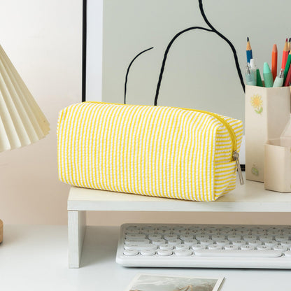 OZAOZ Cute Pencil Case Capacity Pencil Pouch Aesthetic Pen Bag Office Stationery Organizer Simple Sturdy Multifunctional Cosmetic Pouch (yellow)