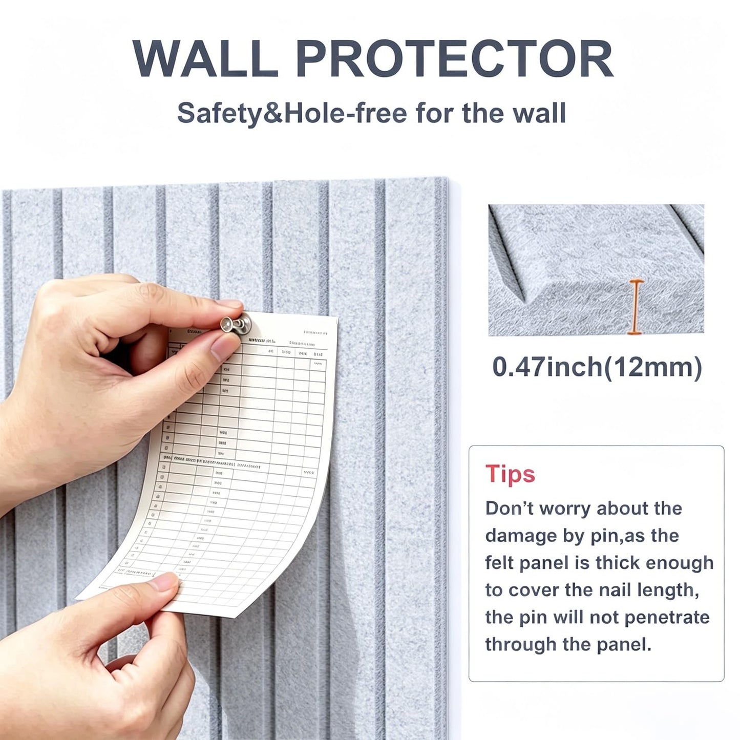 G Gamit 0.47" Thick Felt Pin Board 36"x24" Large Cork Board Alternative 6 Pack 11.81"x11.81"Felt Bulletin Board Wall Tiles Notice Board with 30 Pushpins for Home Office School(Fine-Silver Grey)