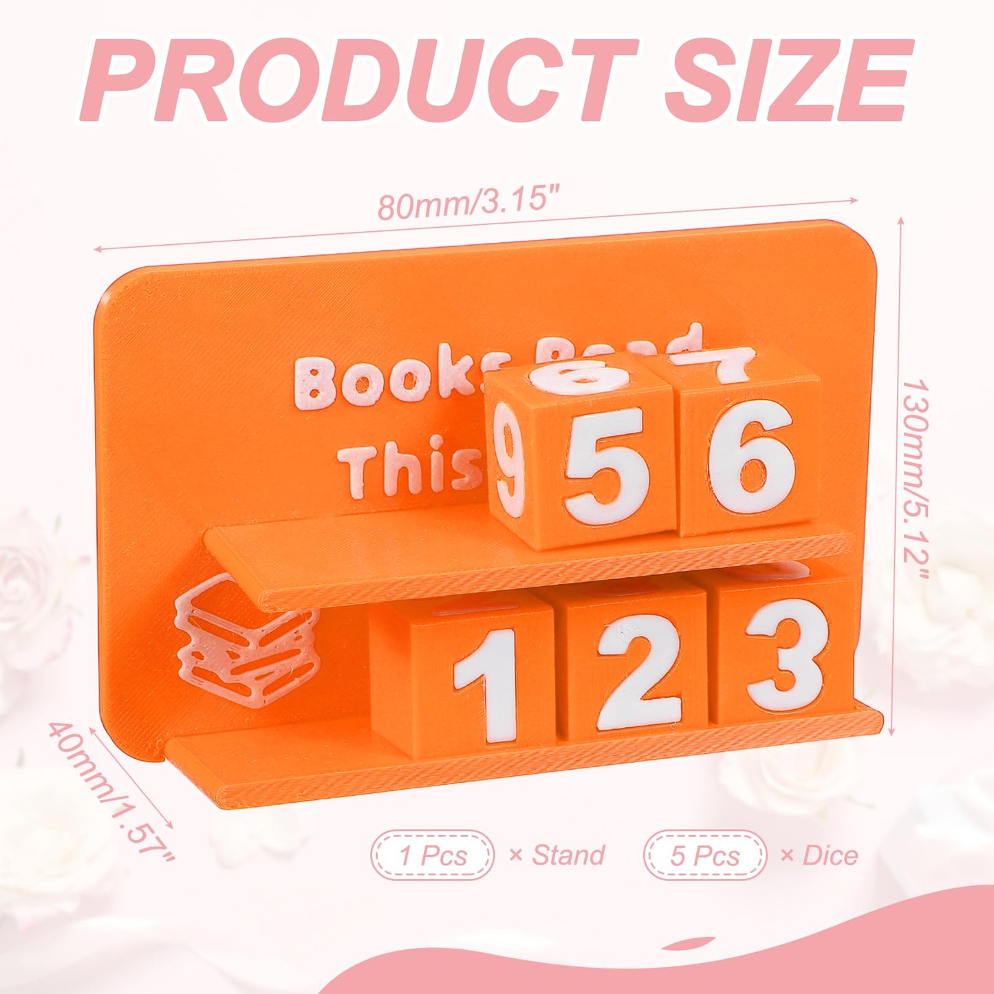 PATIKIL Books Read This Year Tracker, 3D Reading Challenge Counter Sign Library Bookshelf Decor Reading Challenge Number Up to 999 Books Gift for Reader Book Lovers Teachers, Orange