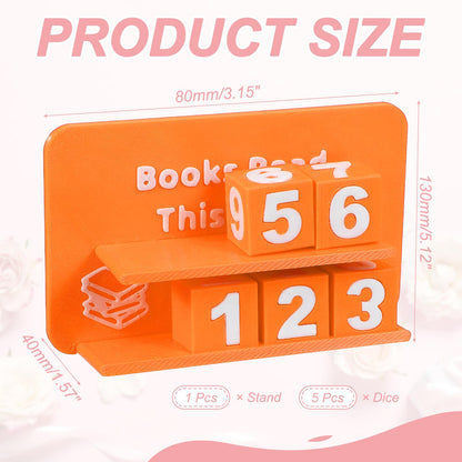 PATIKIL Books Read This Year Tracker, 3D Reading Challenge Counter Sign Library Bookshelf Decor Reading Challenge Number Up to 999 Books Gift for Reader Book Lovers Teachers, Orange