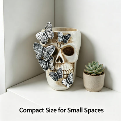FJXMMT Skull Pen Holder, Skull Desk Accessories Holder Gothic Toothbrush Holder, Halloween Decor for Home Office School, Gift for Skull Lovers