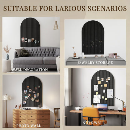 JBER Large Arched Felt Bulletin Board 36" x 24" - 6 Pack Felt Wall Tiles, Cork Board Alternative to Use in Office & Home Decor, Classroom Decor, Vision Board to Display Your Photos(Black)