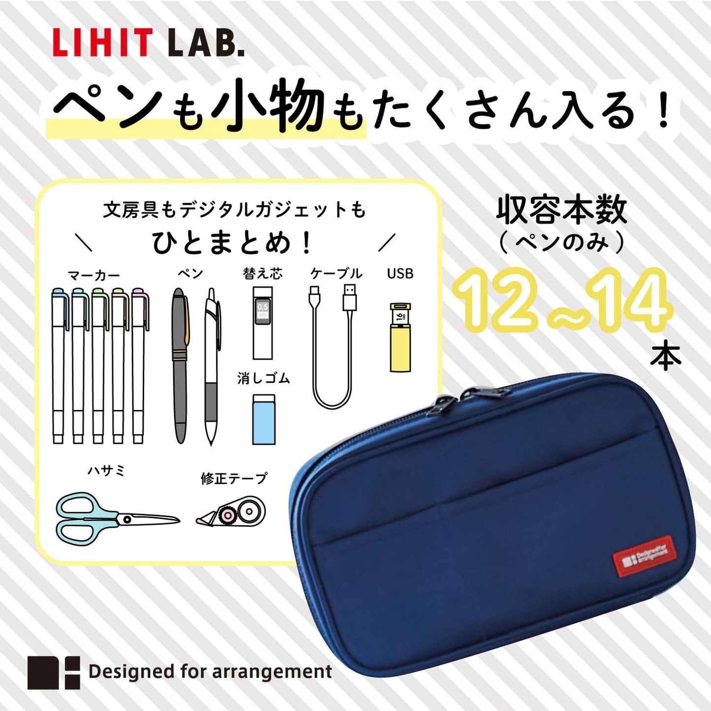 LIHIT LAB Large Capacity Zipper Pencil Case For School Office College, Big Capacity 4 Compartments Pencil Bag Holder Adults Teen Boys Girls, Travel Cosmetics Storage, Black Camo (A7551-134)